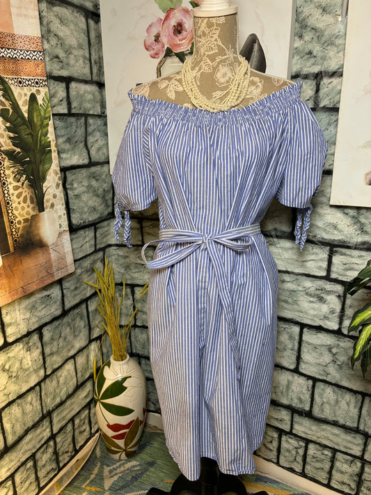 Terra & Sky Blue White Dress Women sz 0XL