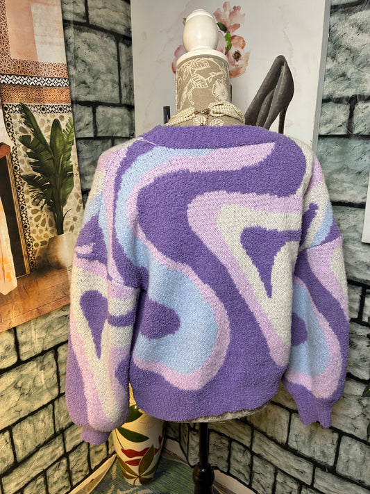 Very J Purple Fuzzy Sweater Women sz Small