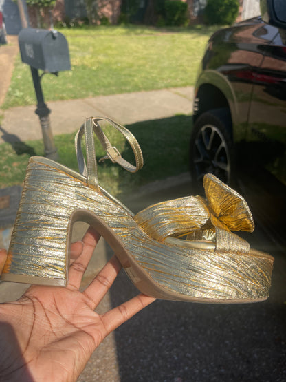 Dream Paris Gold Heels Women sz 8