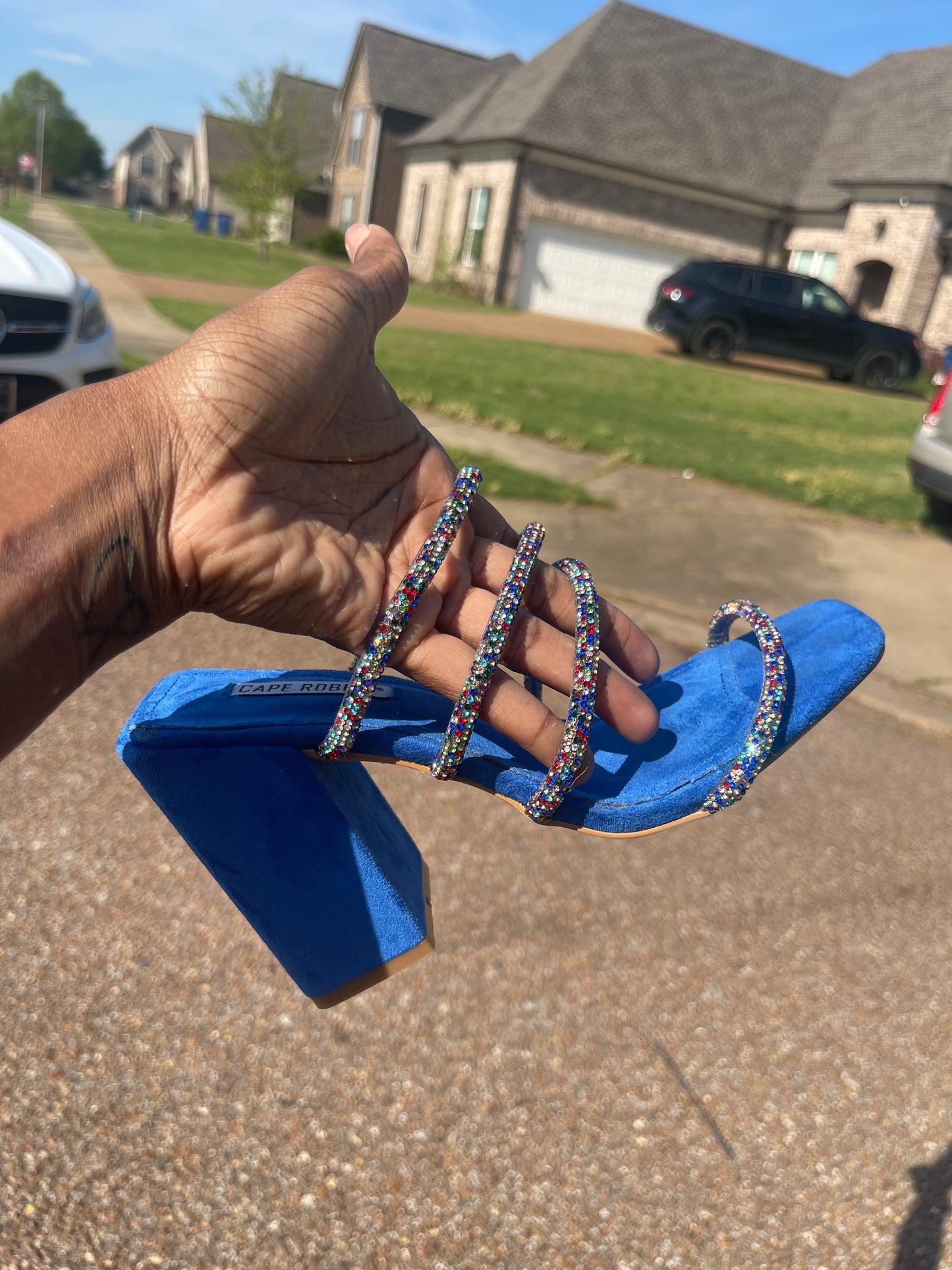 Cape Robbin Blue Rhinestone Heels Women sz 7