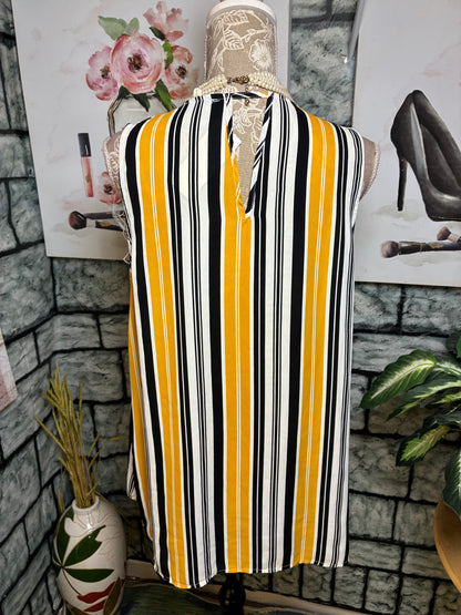 Pleione Yellow Black Blouse Women sz Medium