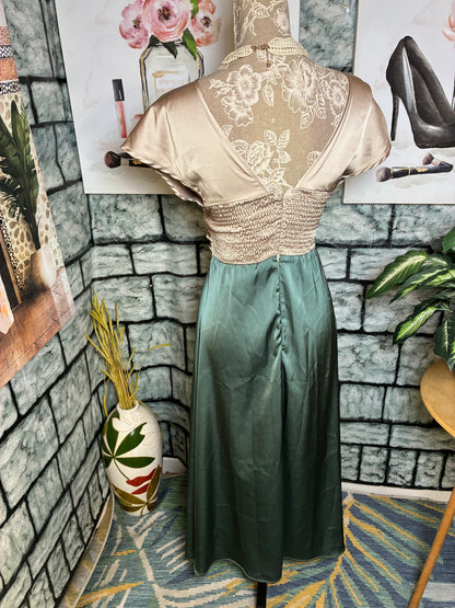 Shein Tan Green Dress Women sz Small