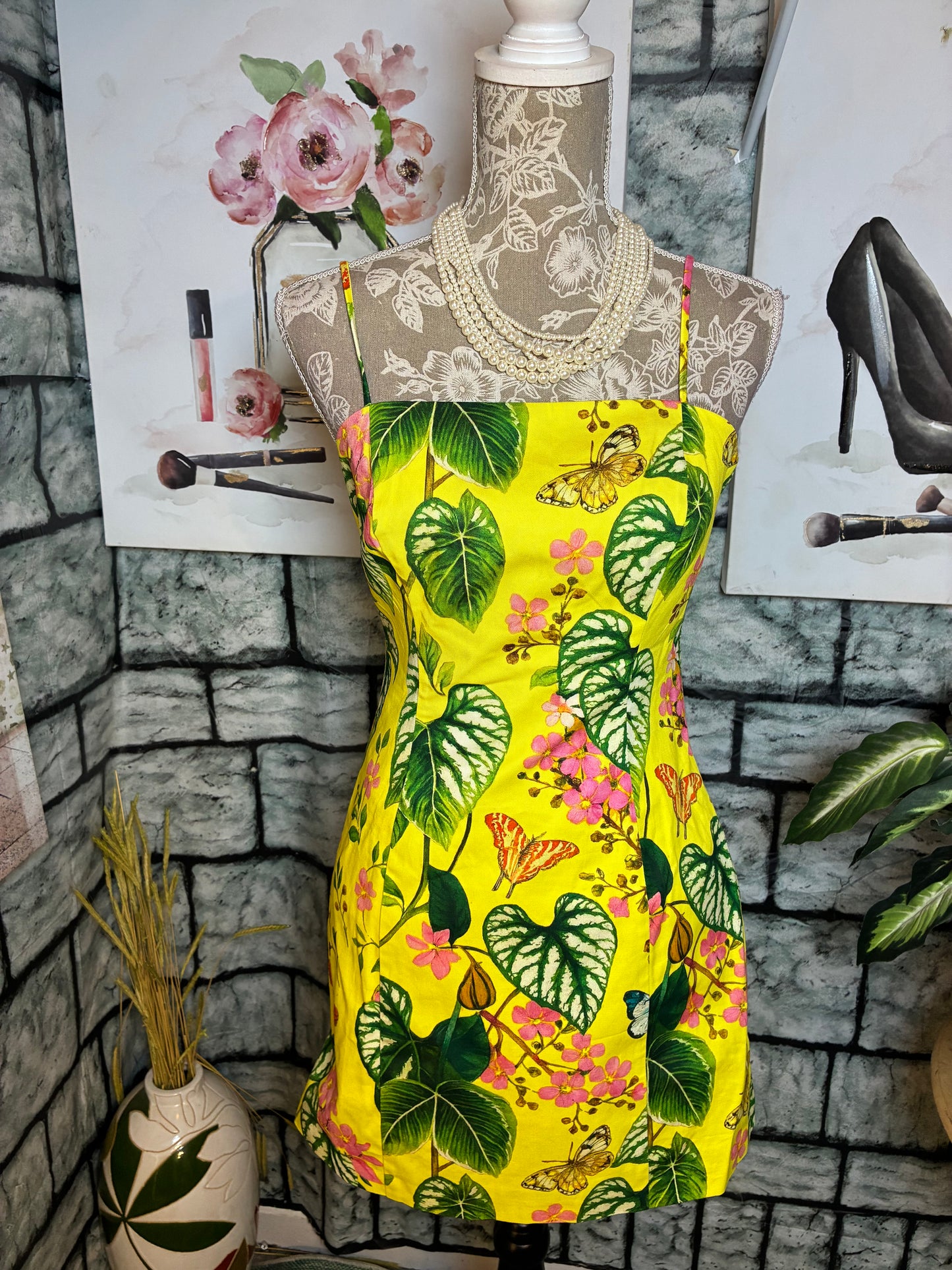 Vici Yellow Floral Dress Women sz Small