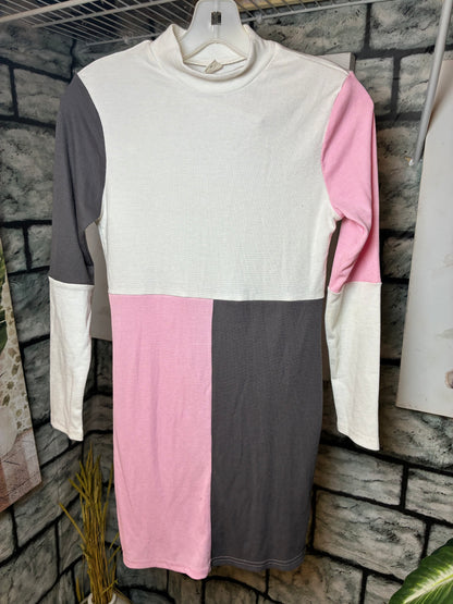 Shein White Pink Gray Dress Girls sz 11/12Y