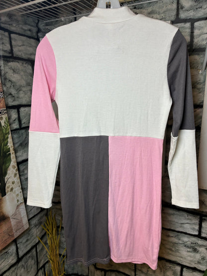 Shein White Pink Gray Dress Girls sz 11/12Y