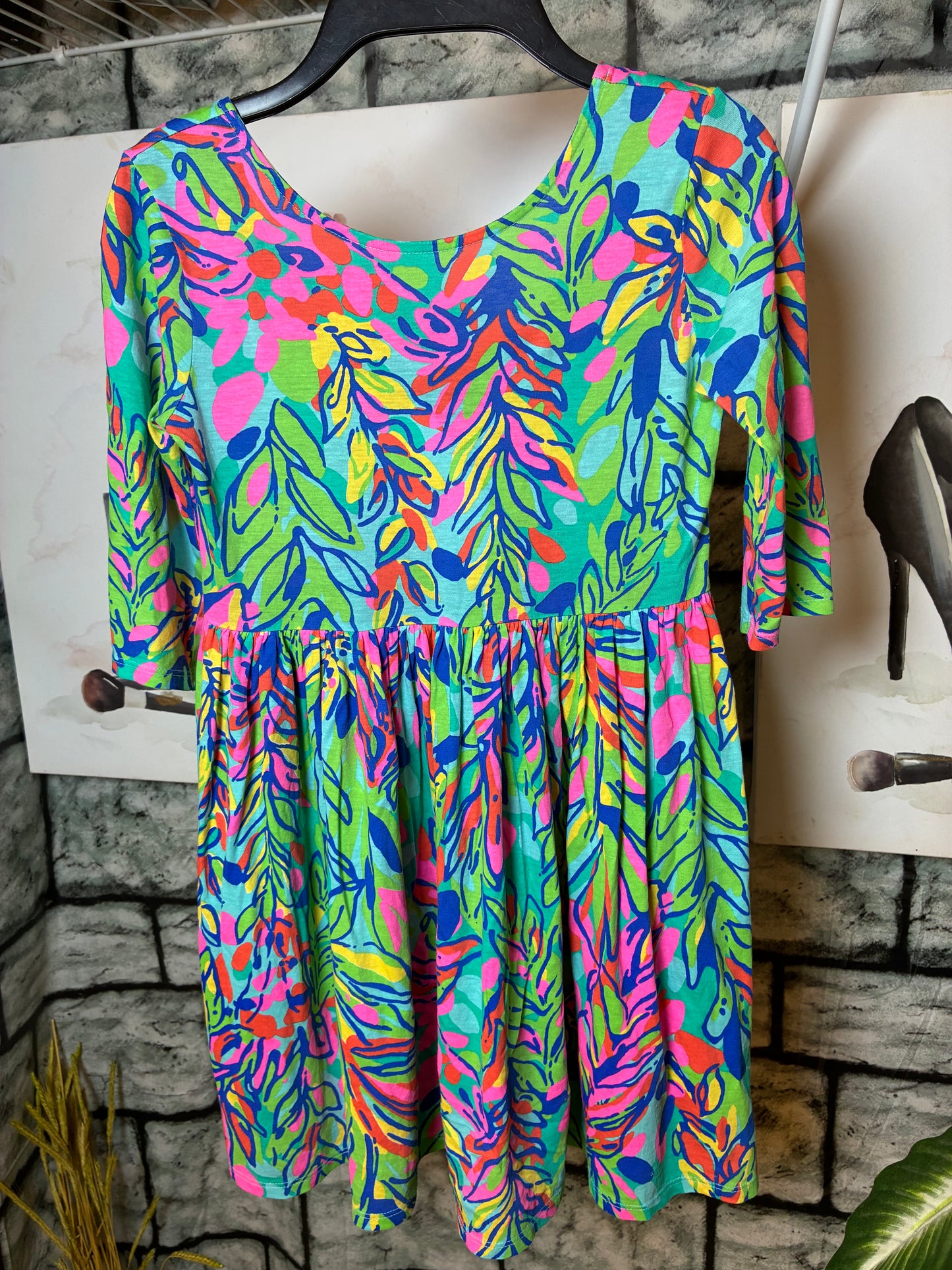 Lilly Pulitzer Green Blue Dress Girls sz 8/10