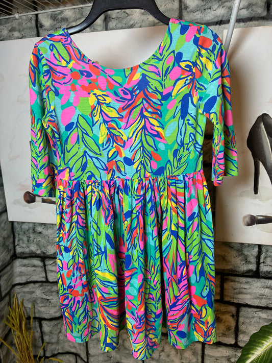 Lilly Pulitzer Green Blue Dress Girls sz 8/10
