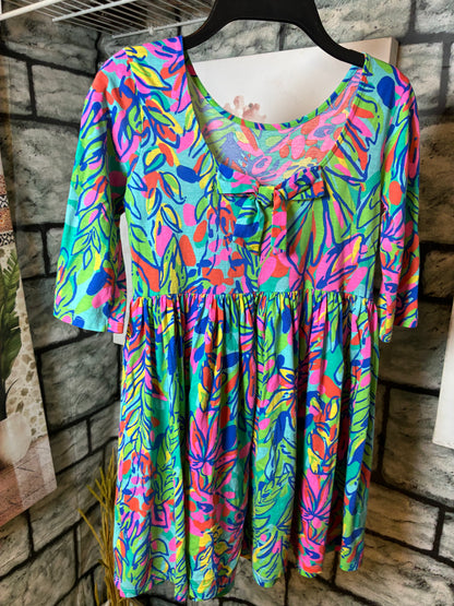 Lilly Pulitzer Green Blue Dress Girls sz 8/10