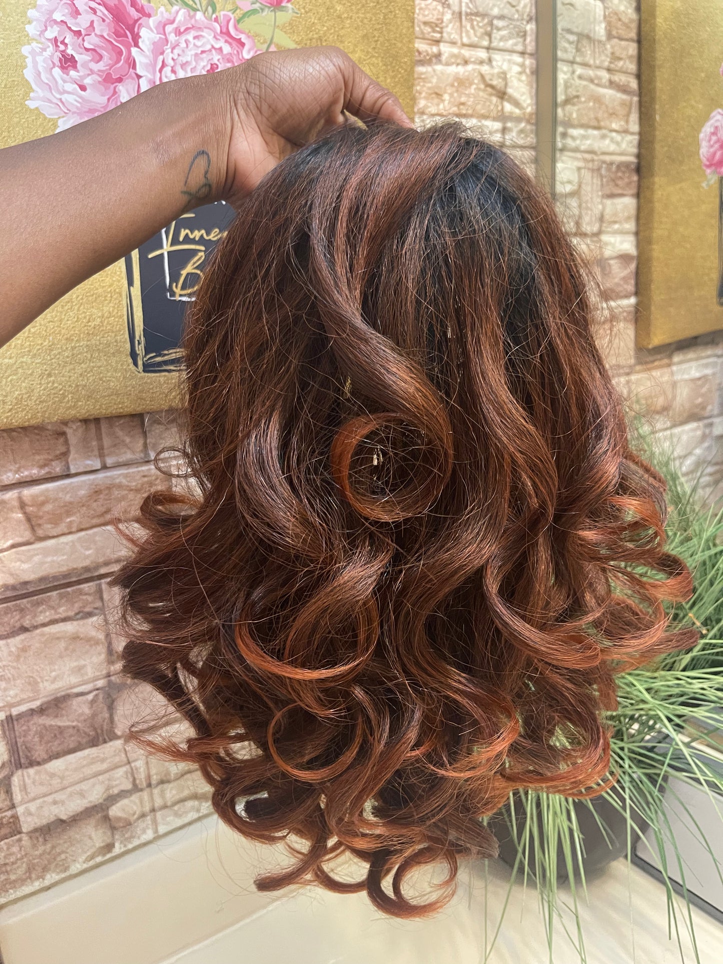 NEW Synthetic Half Wig Dark Orange / Black