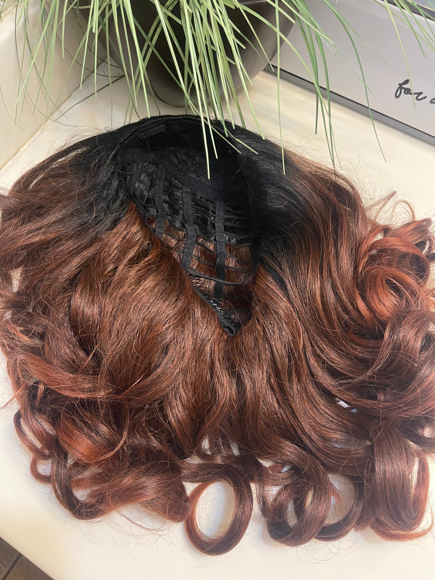 NEW Synthetic Half Wig Dark Orange / Black