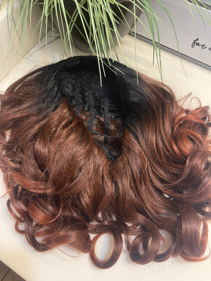 NEW Synthetic Half Wig Dark Orange / Black