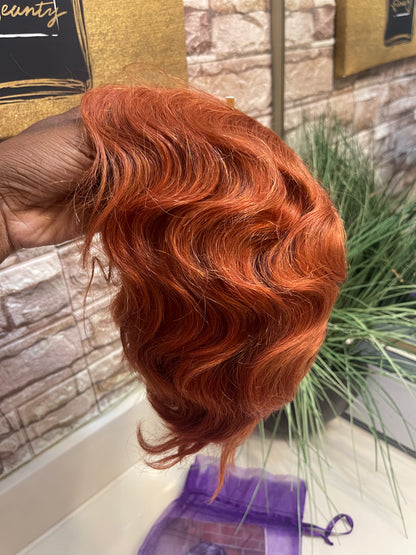 NEW Orange Pixie Human Hair Wig