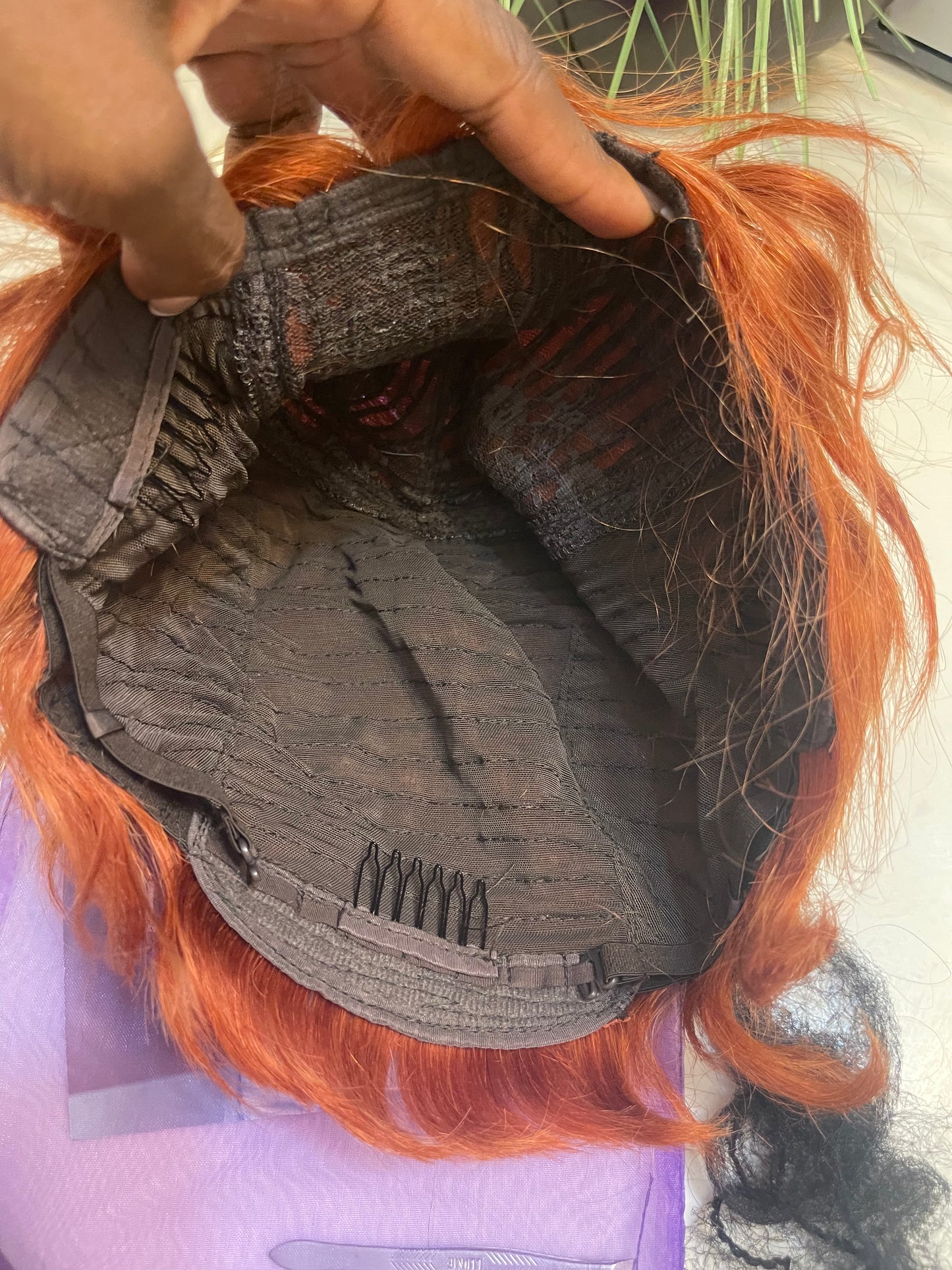 NEW Orange Pixie Human Hair Wig