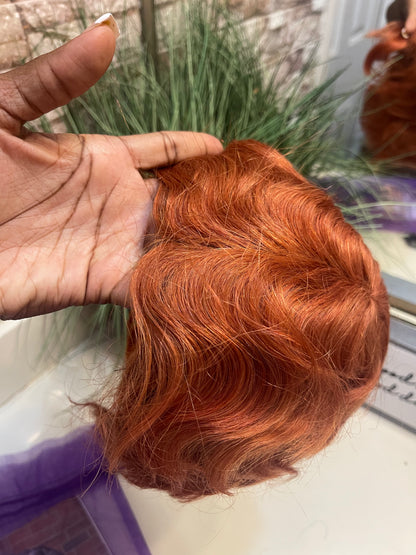 NEW Orange Pixie Human Hair Wig