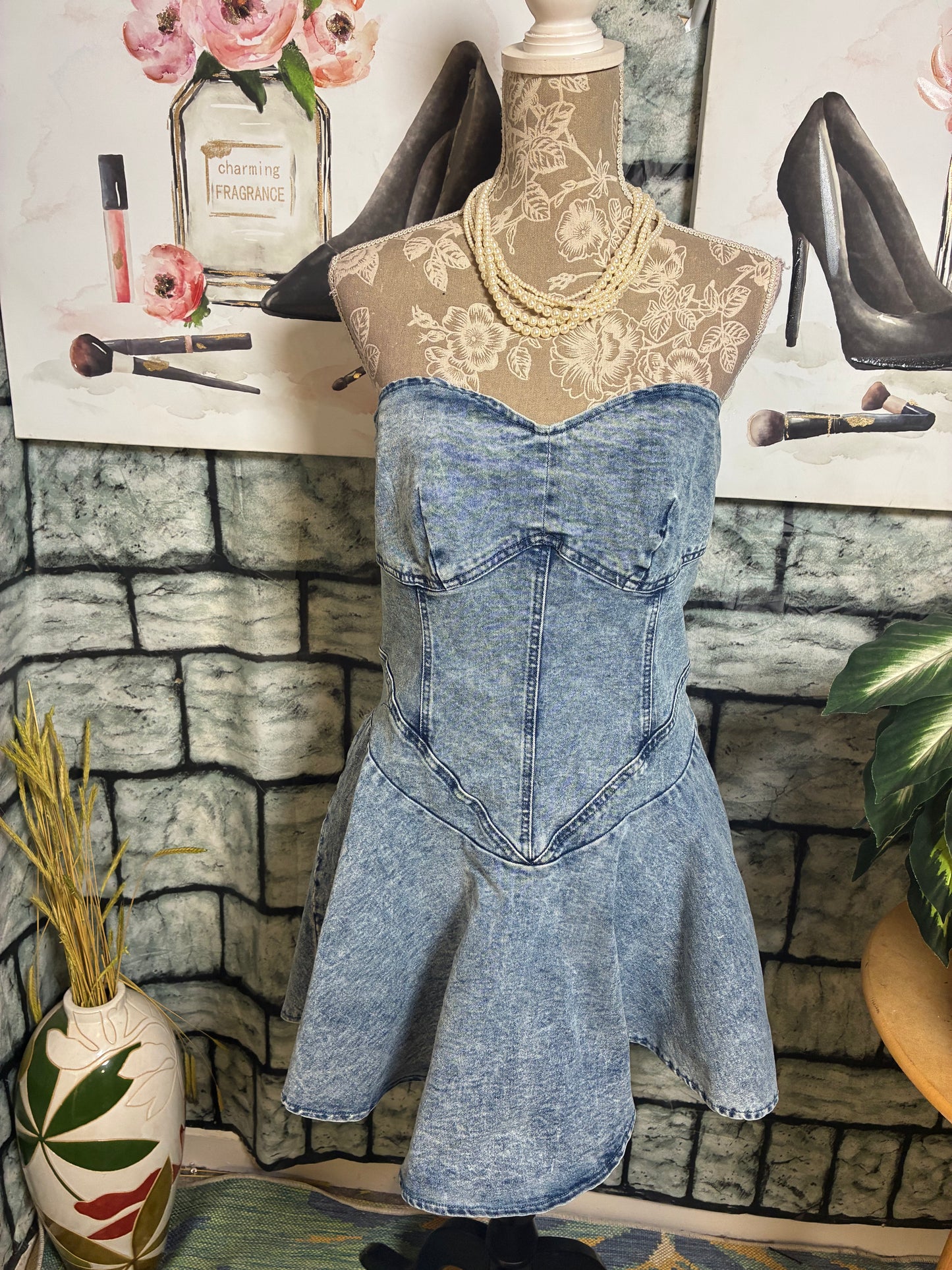 Shein Blue Denim Dress Women sz XL