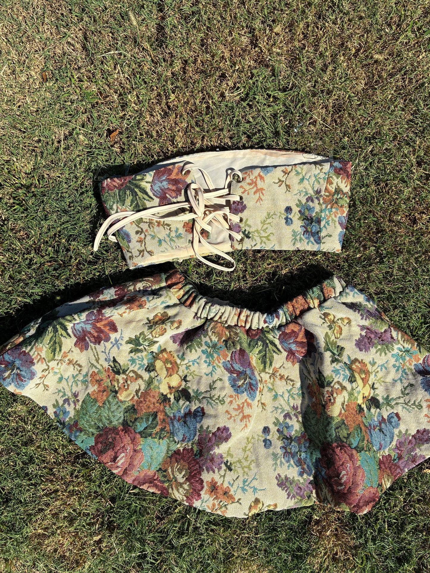 Goodtimes USA Beige 2 Piece Skort Set Women sz Small