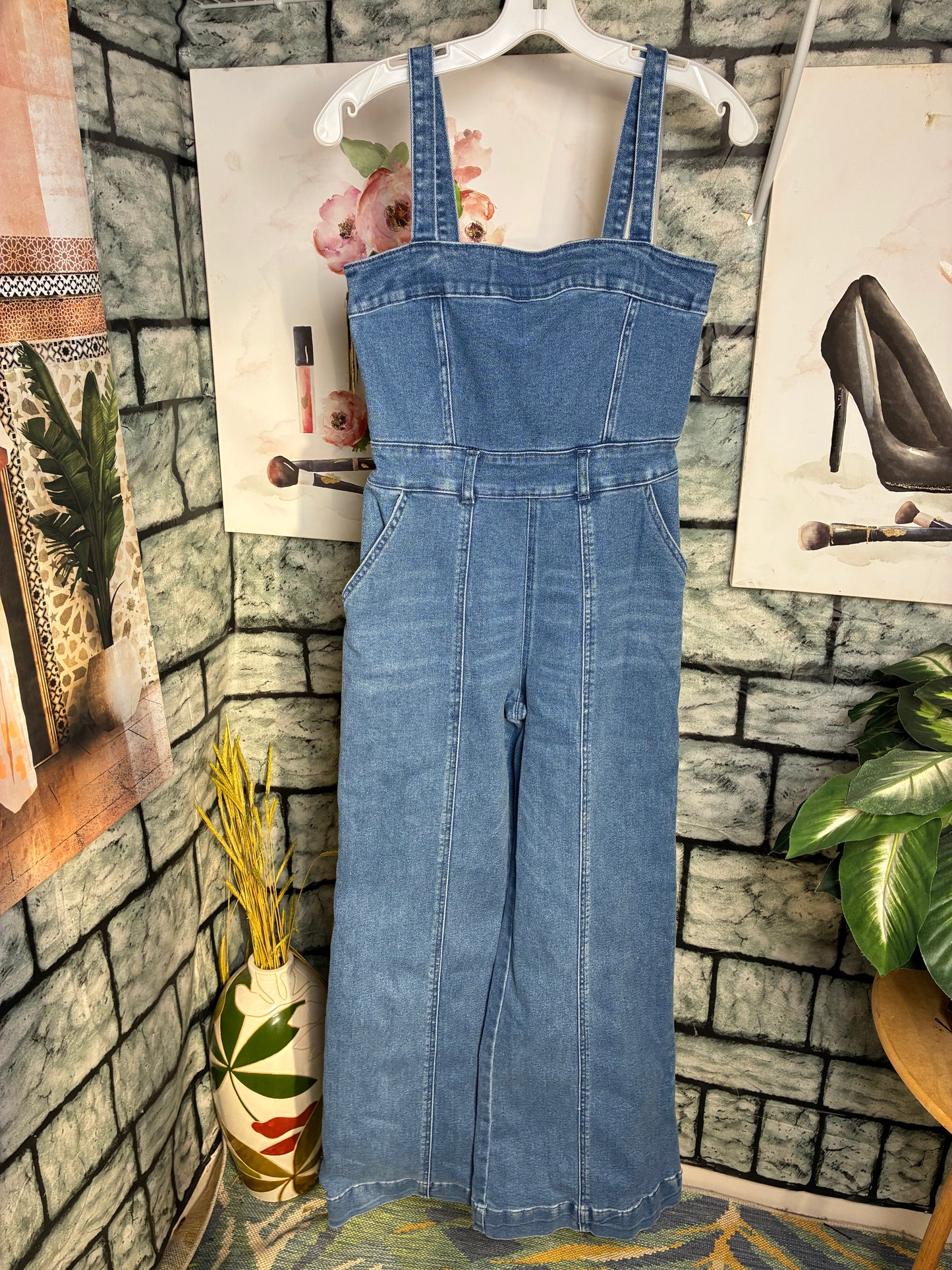 Forever 21 Blue Denim Jumpsuit Women sz Medium