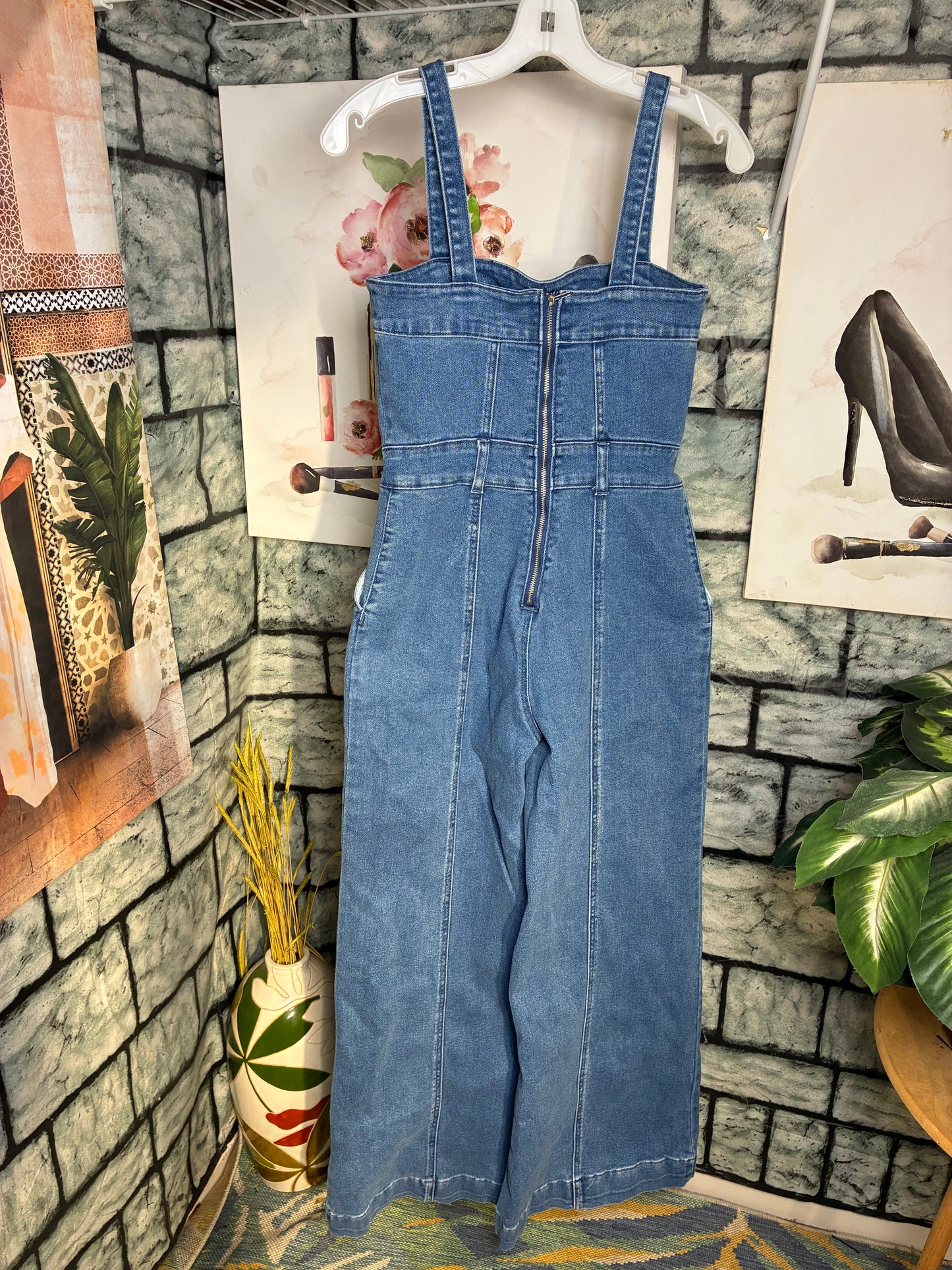 Forever 21 Blue Denim Jumpsuit Women sz Medium