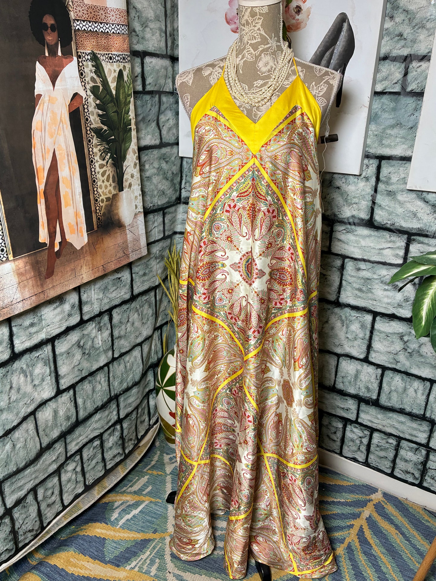 Forever 21 Yellow Print Dress Women sz Small
