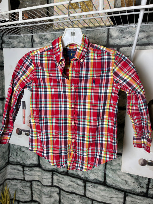 Ralph Lauren Red Button Shirt Boys sz 4