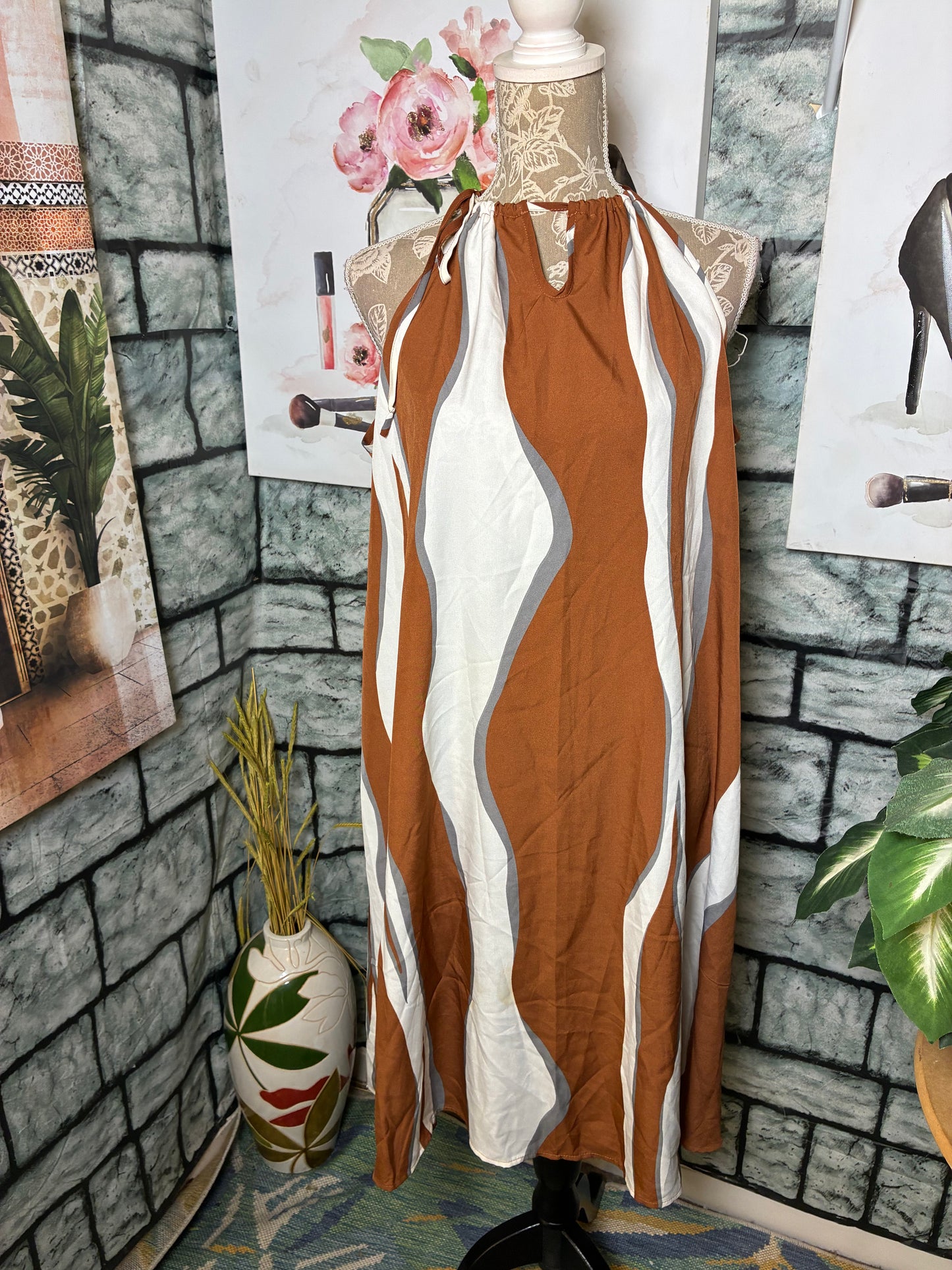 Shein Brown Tan Dress Women sz 1XL