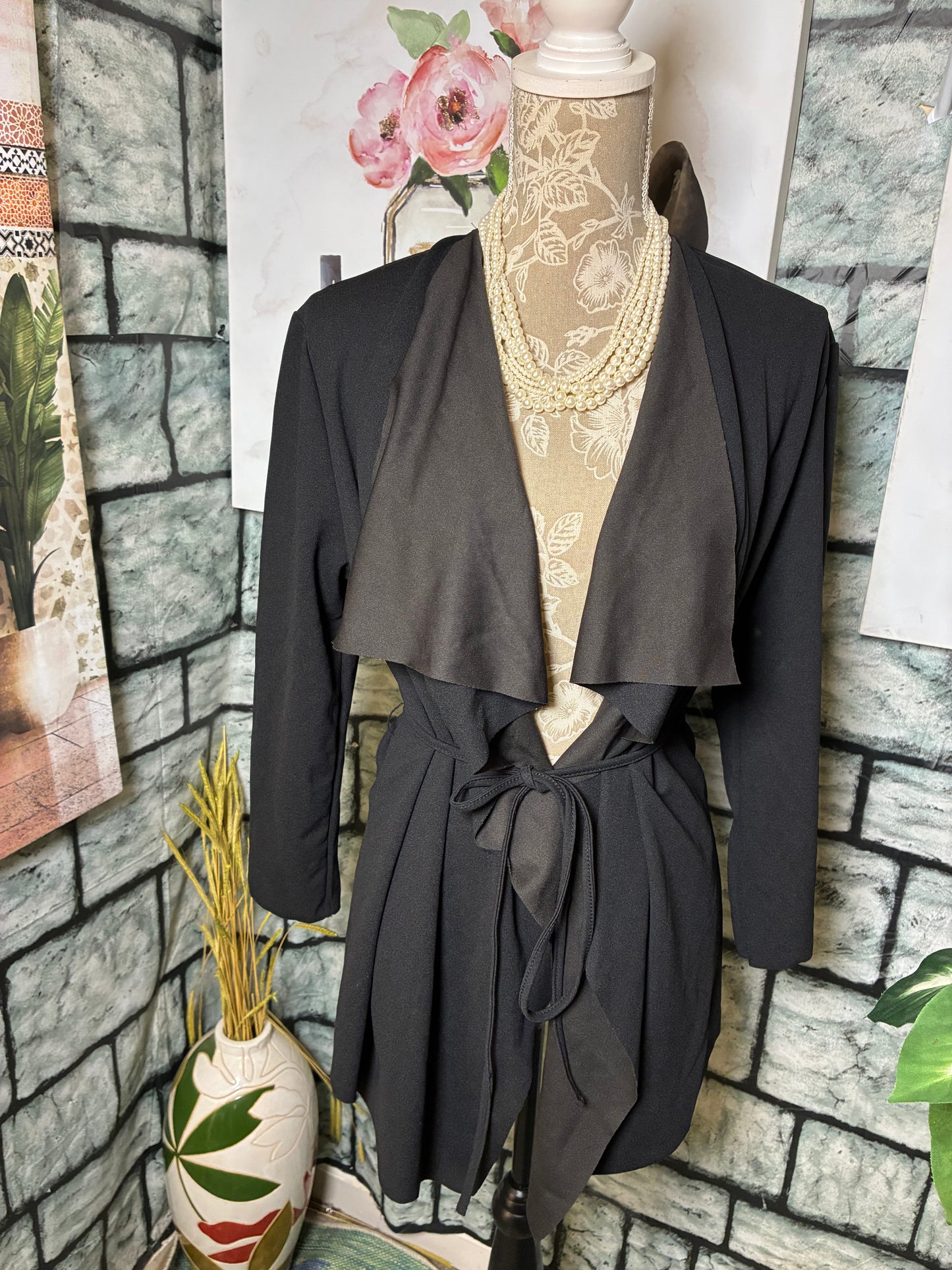 Shein Black Blazer Cover Blouse Women sz XL