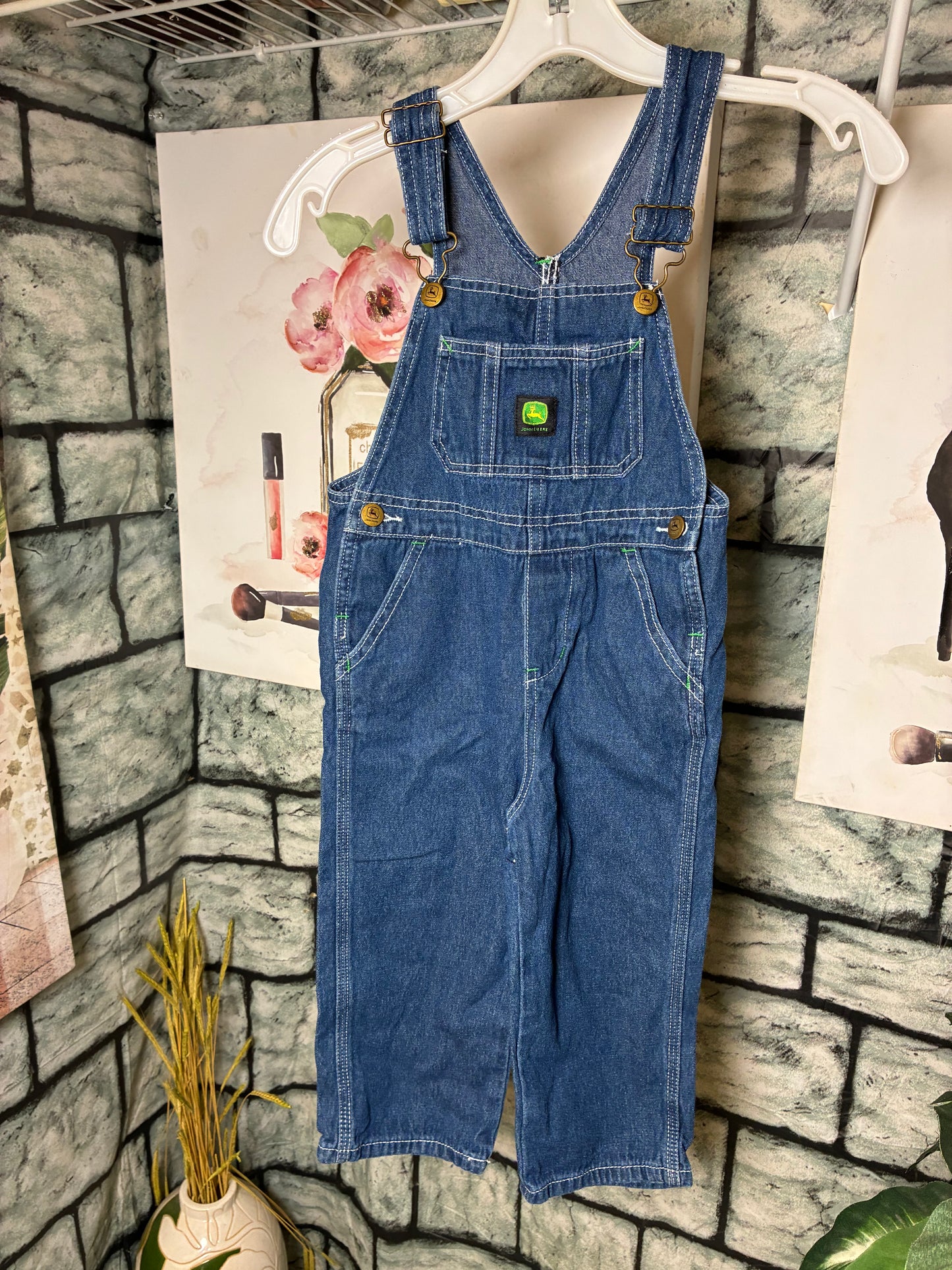 John Deer Blue Denim Coverralls Boys sz 4