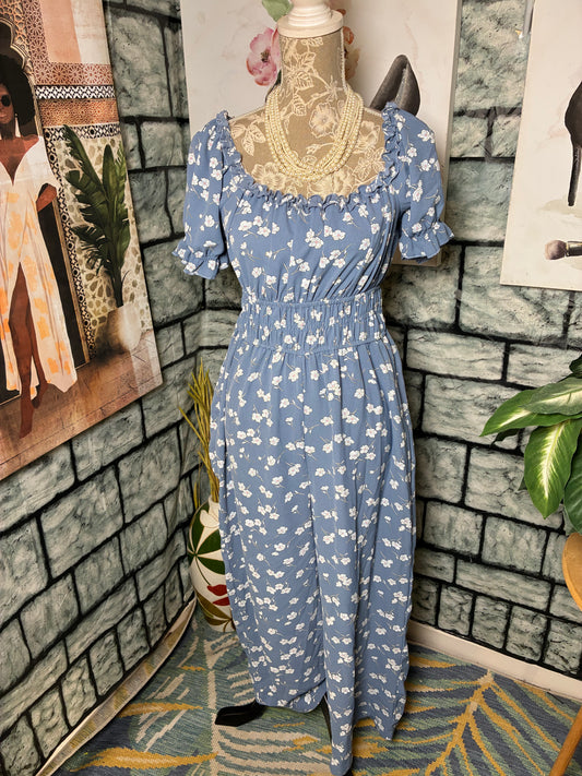 Inspired Hearts Blue Floral Jumpsuit Women sz XL
