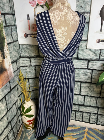 Monteau Blue White Jumpsuit Women sz Small